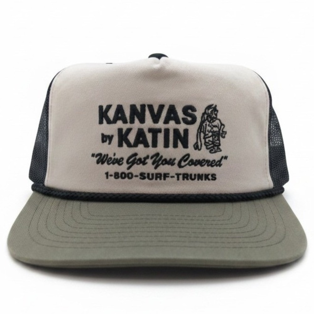 Katin Kanvas Trucker Hat Mesh Snapback Cream Olive Green Surf Graphic Cap